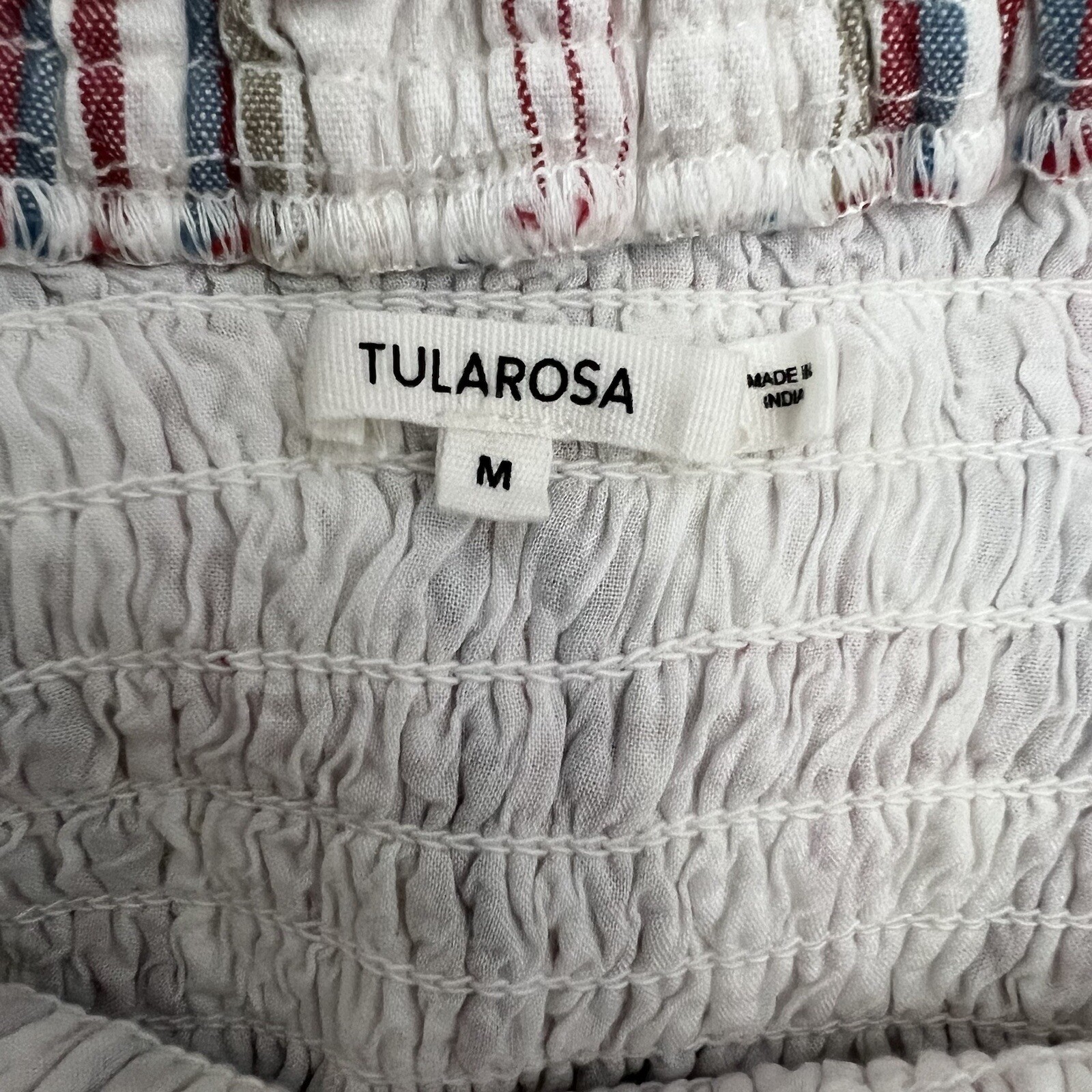 Tularosa Revolve Teri Dress Size Medium Plaid Ruffle Smocked Off Shoulder Mini