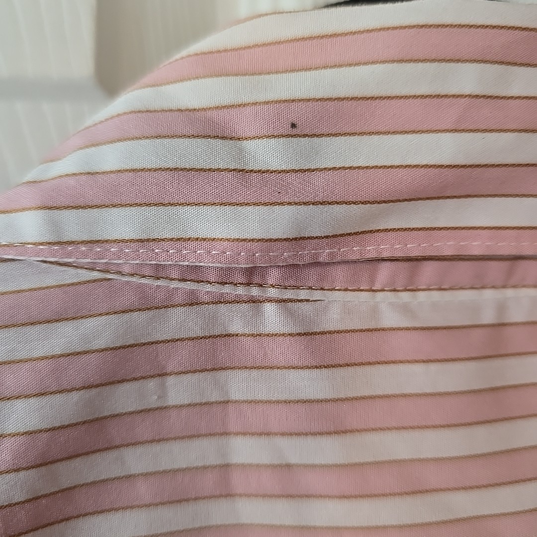 Brooks Brothers Pink White Striped Poplin Elbow Sleeve Shirt Dress Size 10
