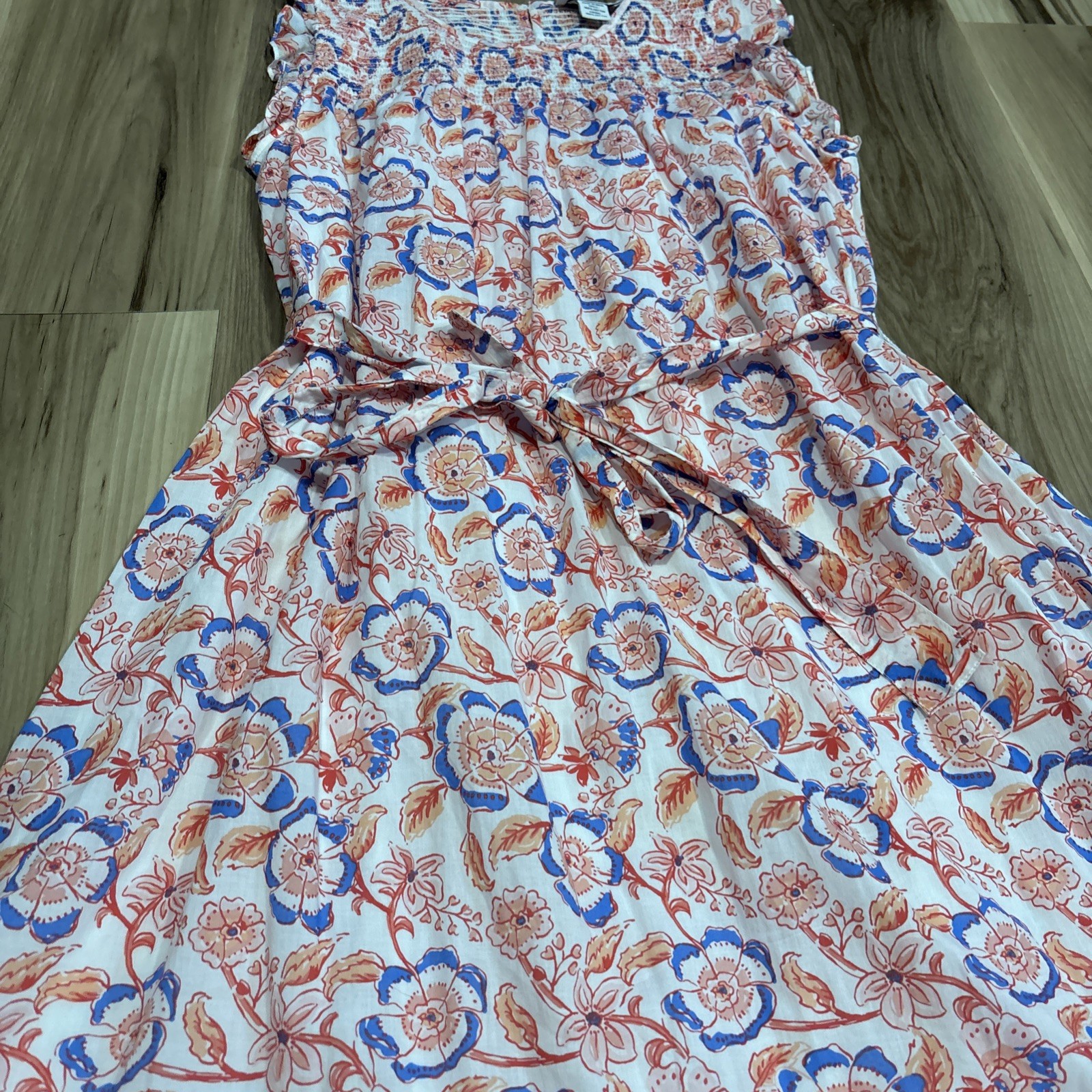 Vineyard Vines Size Medium Floral Print Maxi Dress With Tie Cotton Lined