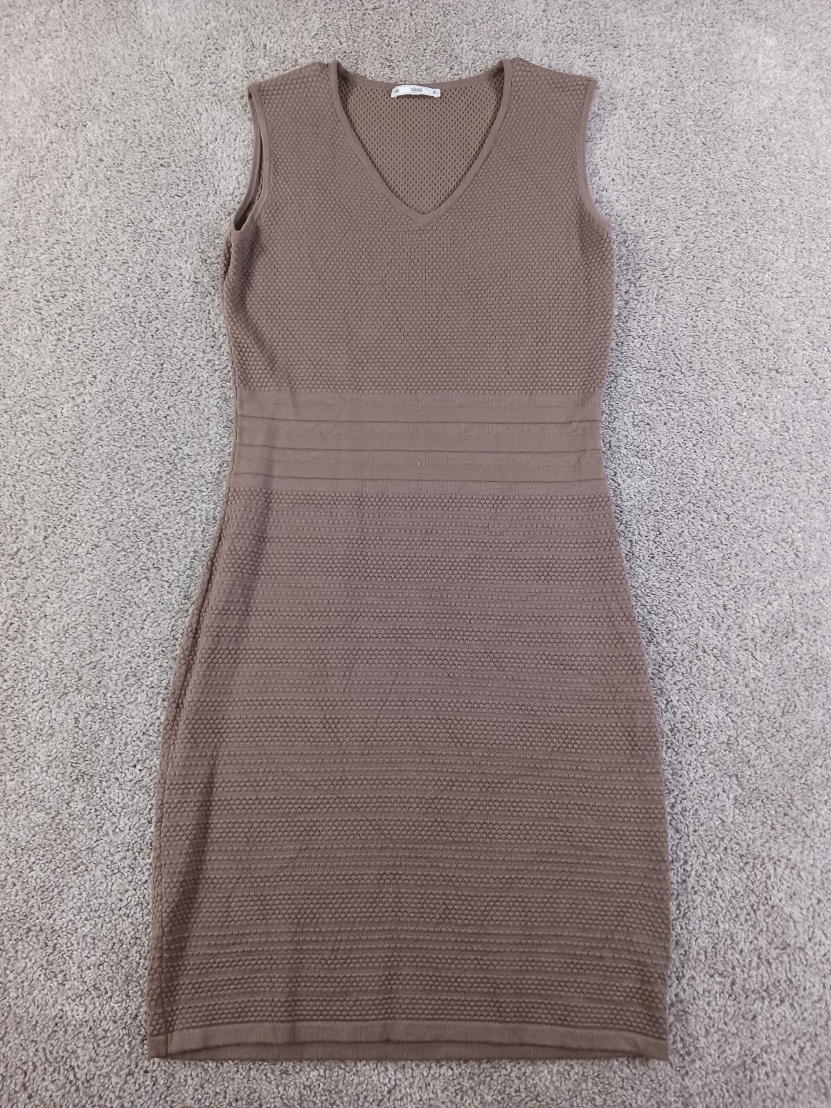 Sioni Womens Dress Brown Sleeveless V-Neck Viscose Polyamide Small