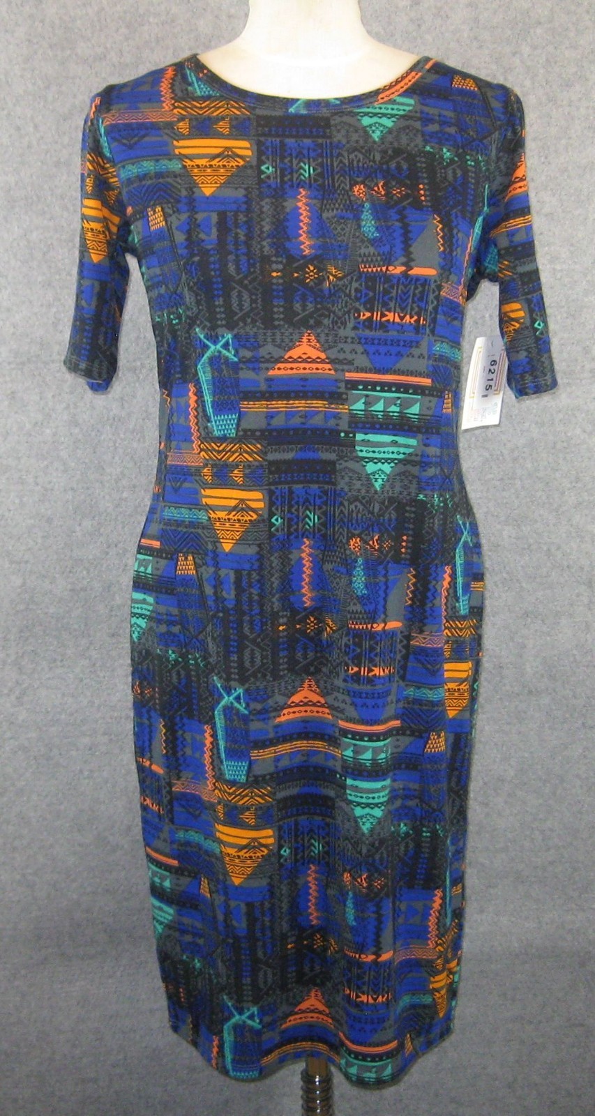 LuLaRoe Julia Dess Sz L Blue Gray Black