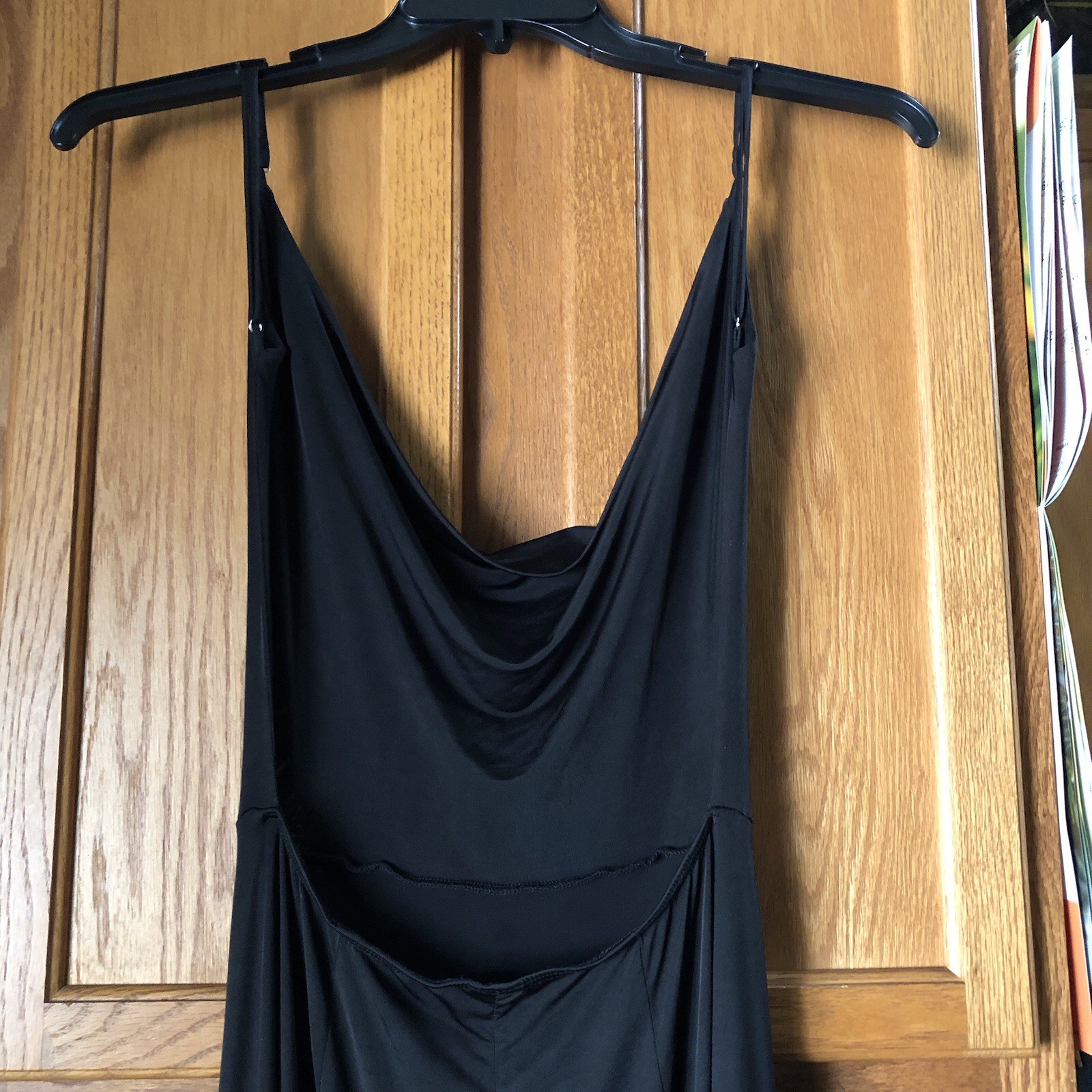Lucy In The Sky Dion Cowl Neck Maxi Dress Open Back Slit Black Small