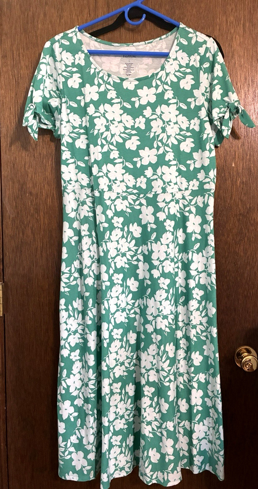 Croft & Barrow Green White Floral Summer Dress Large NWOT
