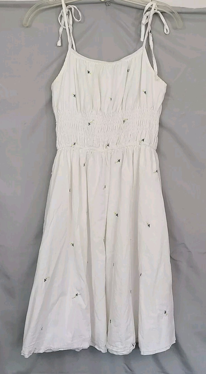 Dazy Sundress small shoulder ties embroidery daisy fairy ruching romantic girlie