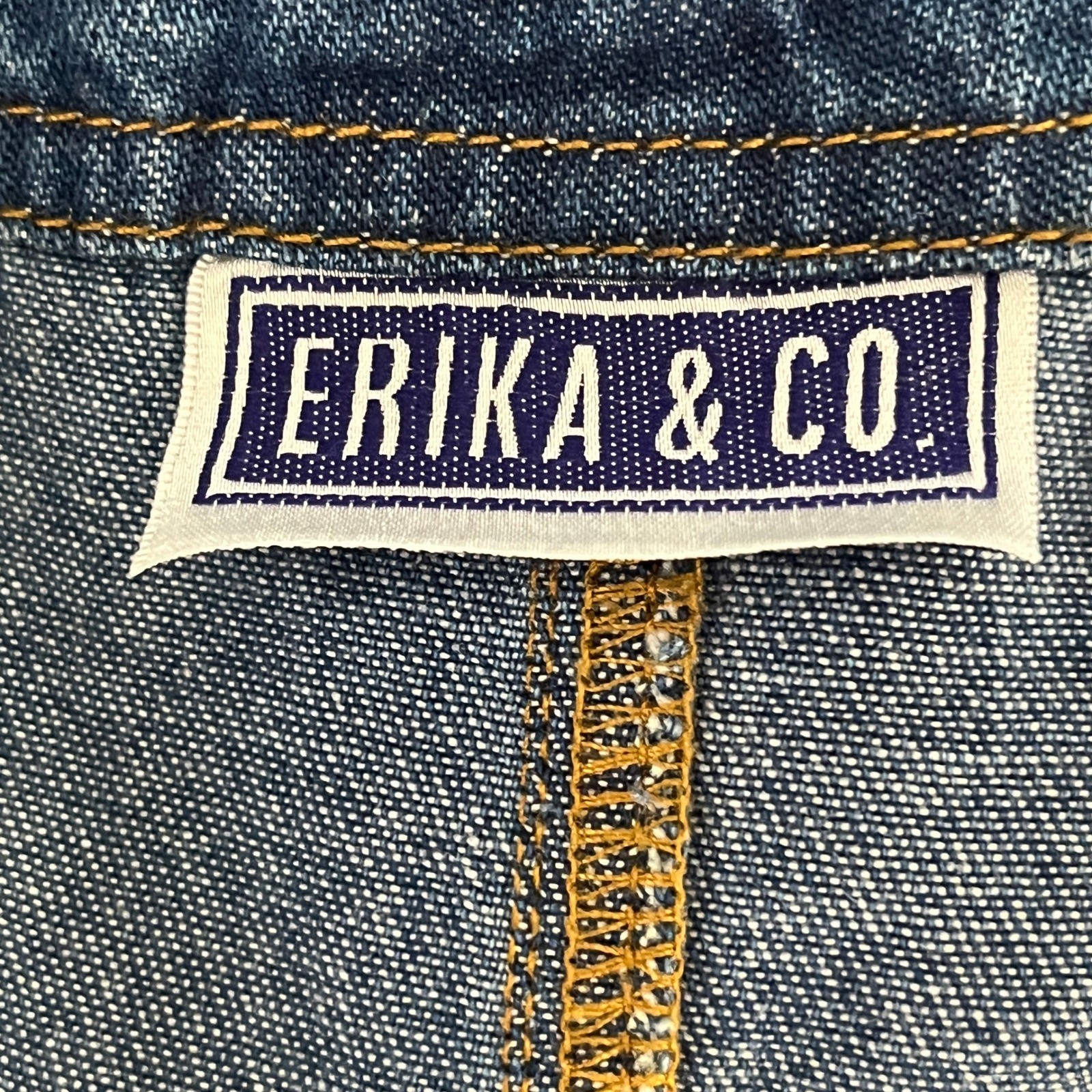 Vintage Erika & Co Womens Denim Jumper Dress Maxi Side Button Pockets Small