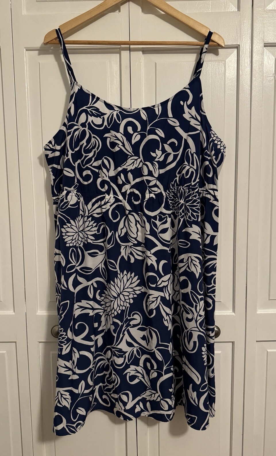 Lane Bryant 18 20 Blue White Floral Lightweight Dress NEW NWT Adjustable Straps