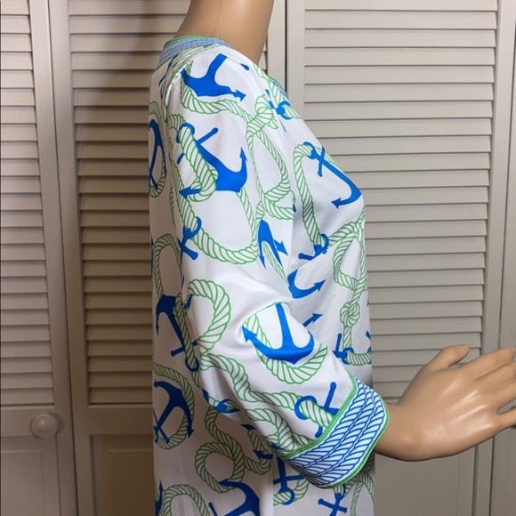 Gretchen Scott Designs Nautical Anchor Polyester and Elastane Dress Medium