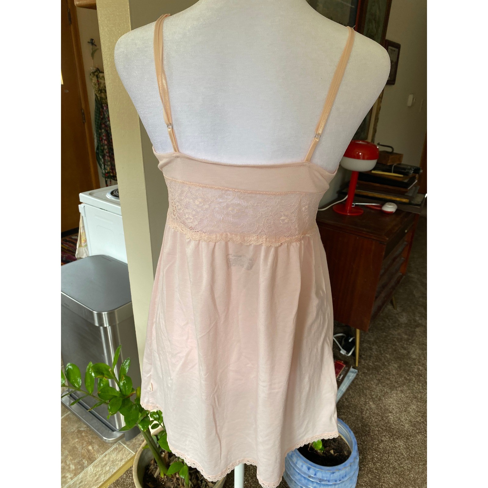 Babydoll Lace Trim Sheer Bows Pink Chemise Mini Dress Small Lingerie Femme Y2K