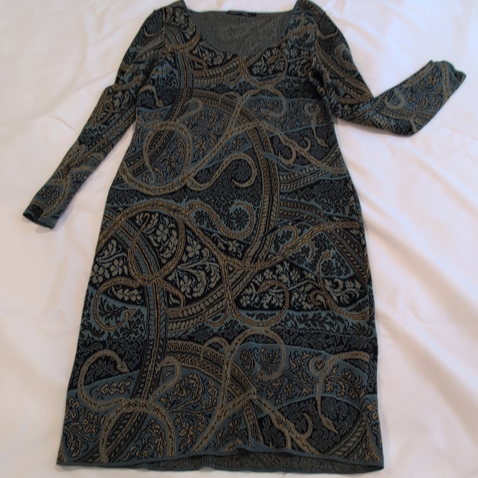 Peruvian Connection Women’s M Pima Cotton Paisley Sweater Dress Long Sleeve