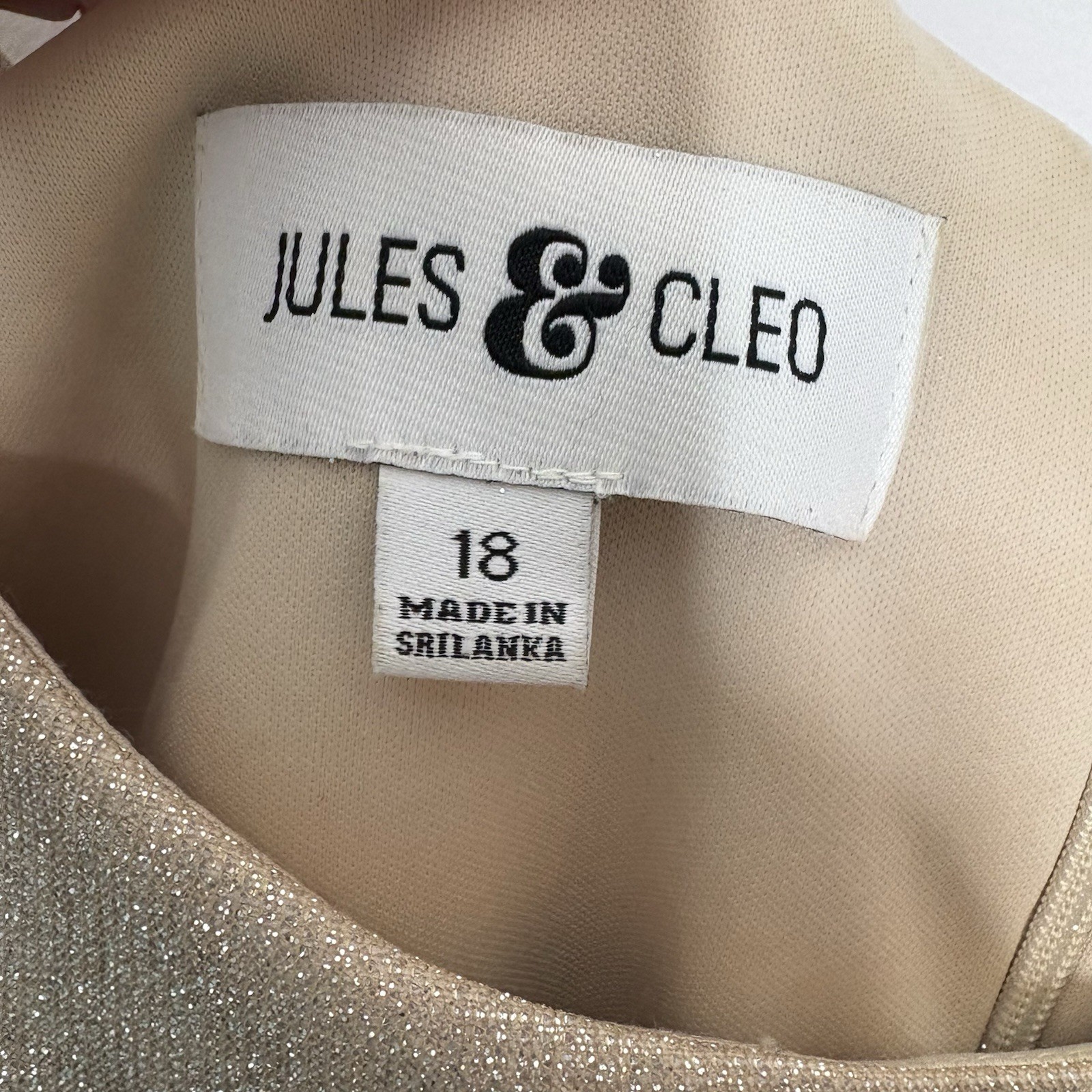 Jules & Cleo Gold Glitter Cap Sleeve Side Split Formal Dress Size 18 Plus Womens
