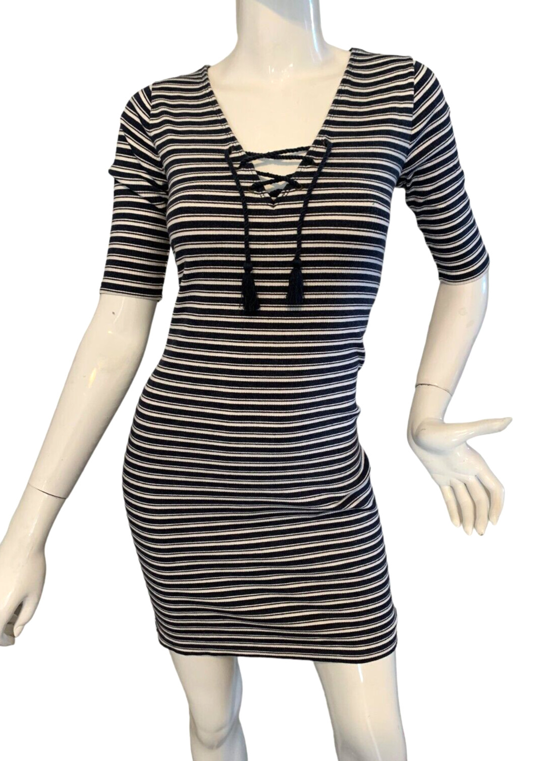 {HOLLISTER} Dress Bodycon Sz S Short Half Sleeve Ribbed Stretch Summer