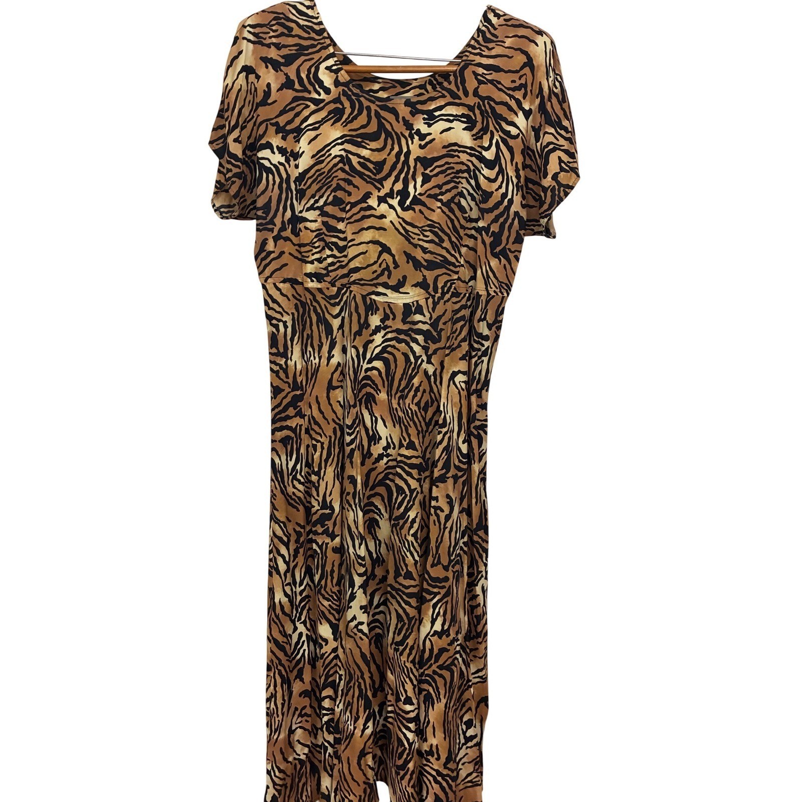 Rabbit Rabbit Rabbit Designs Tiger Print Dress Womens 14M Brown Animal Midi USA