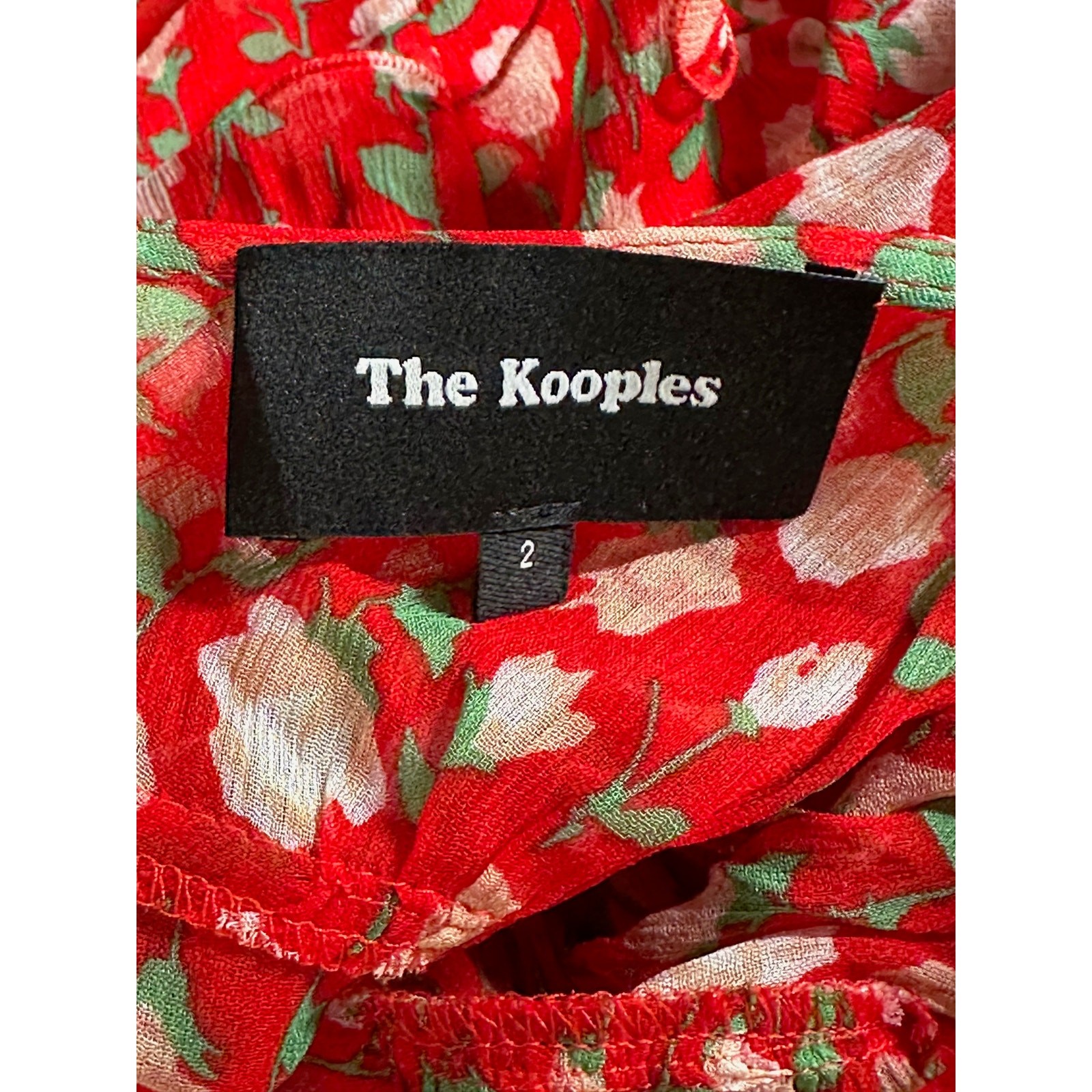 The Kooples Dress Womens 2 Medium Rosa Rosa Mini Red Floral Feminine Boho Retro