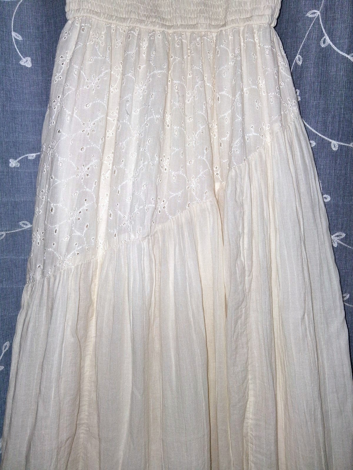 American Eagle Cream Off White Lace Ruffled Long Maxi Sun Dress Size XS Summer