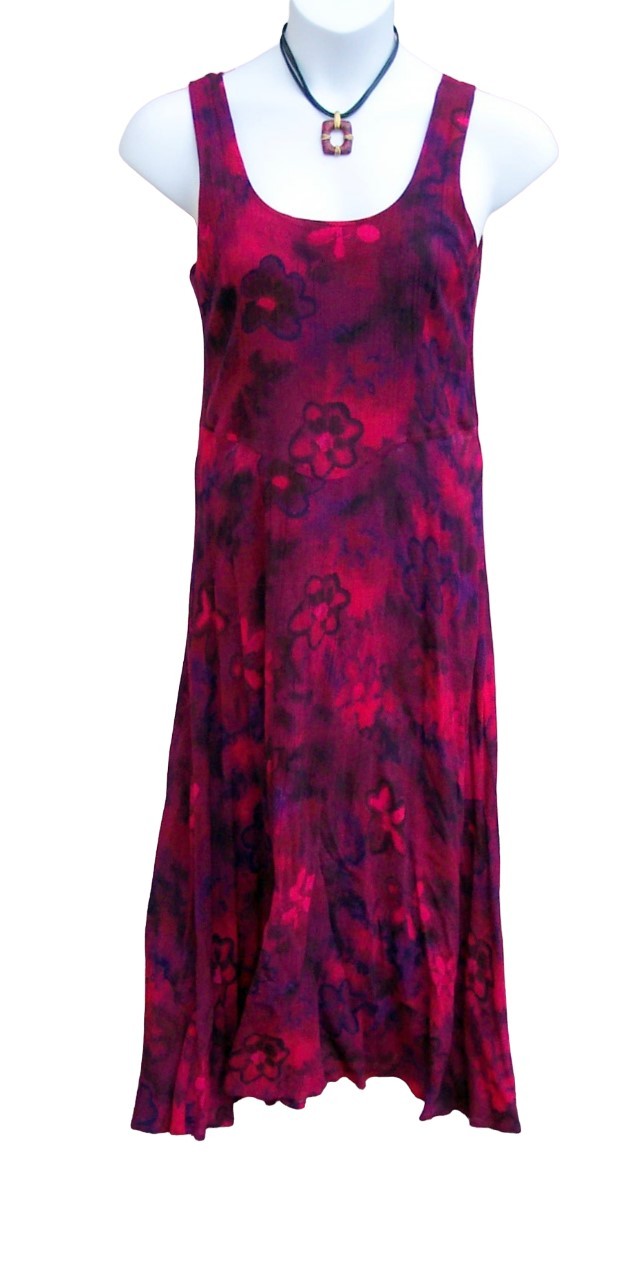 Rabbit Rabbit Rabbit Designs Dress size 12 L maxi wine hot pink crinkle rayon