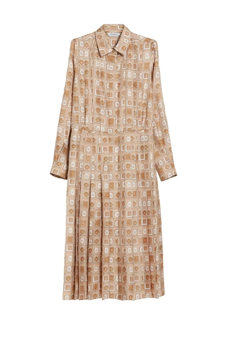 ✨MAX MARA Logo Printed Pleated Dress 36IT, 32De, 34Fr, 2US, 4GB