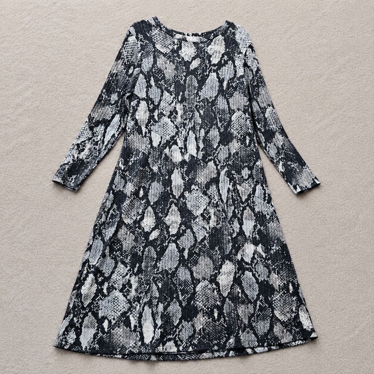 EST. 1946 Snake Print Dress Plus Size 14/16W Rayon Blend A-Line Midi Stretch