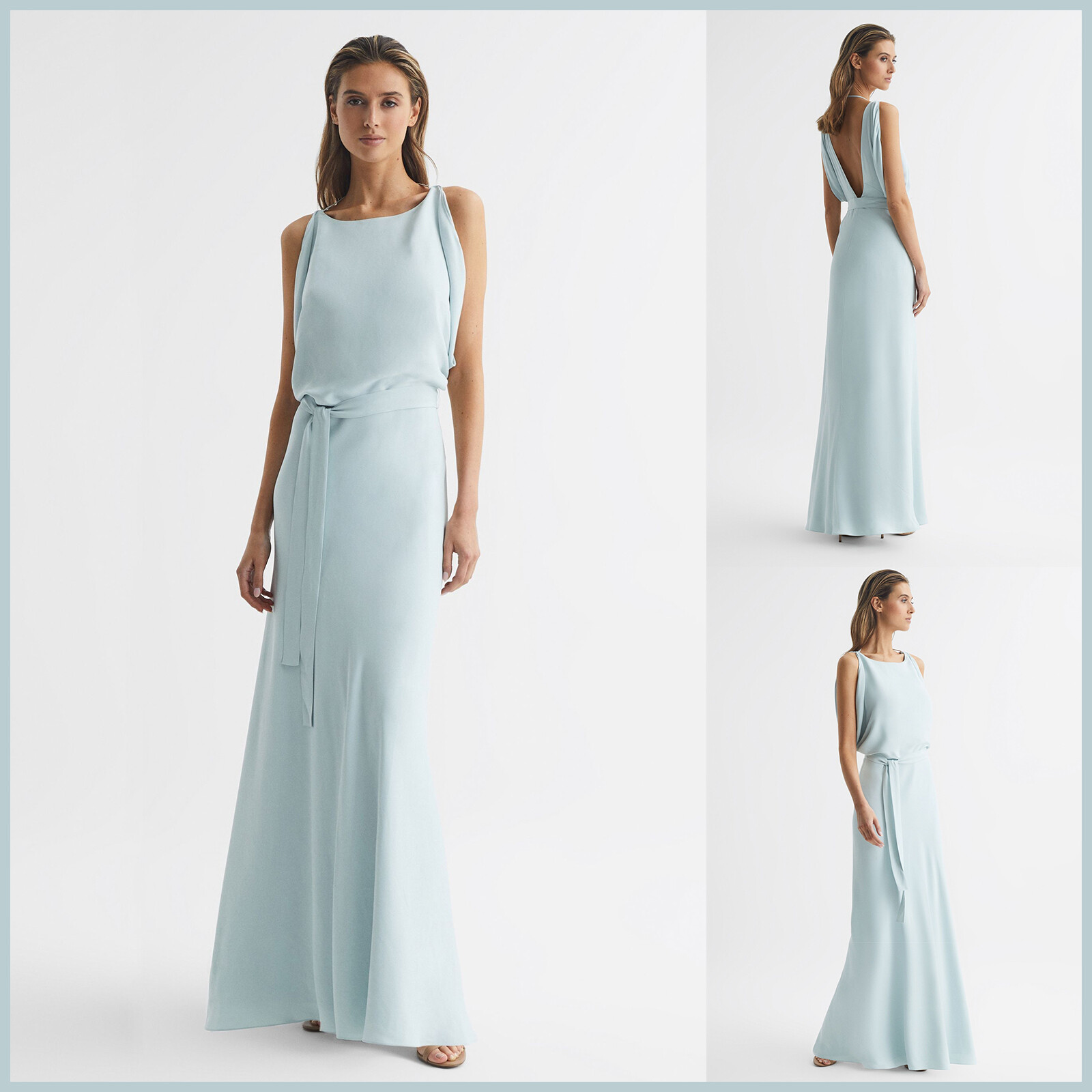 REISS IDA COWL NECK BRIDESMAID MAXI DRESS in Green