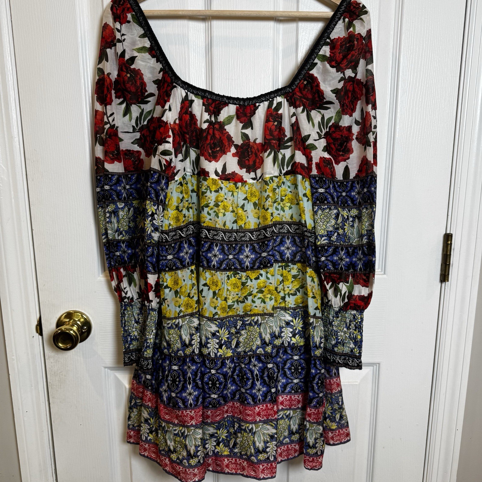 Alice + Olivia Rowan French Quarter Multi Patchwork Floral Silk Blend Dress S