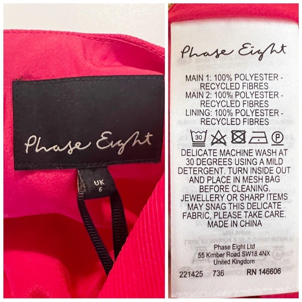 PHASE EIGHT Women’s Size 2 Raspberry Pink Sage Pleated Ruffle A-Line Mini Dress