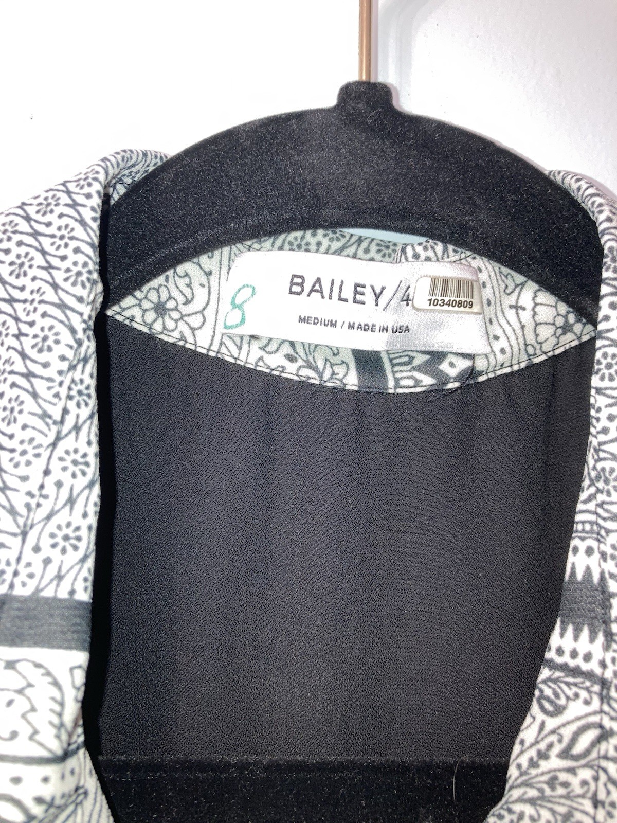 Bailey 44 Black & White Stripe Print Sleeveless Collar Shift Dress Medium