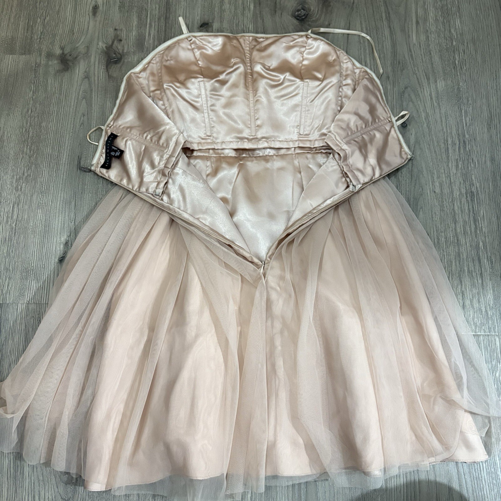 AIDAN MATTOX Sz 6 Blush Beaded Top Tulle Party Prom Pageant Dress Sparkle Short