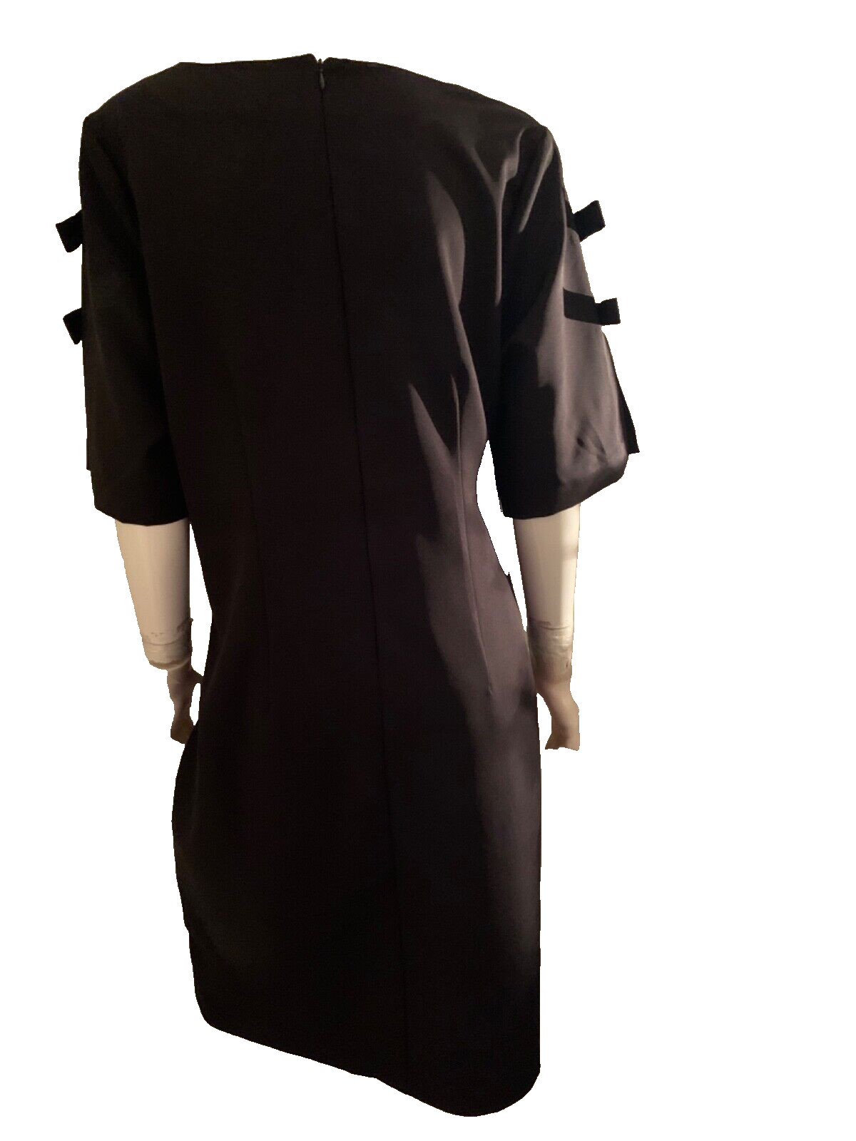 New Eloquii autumn winter shift dress short sleeve bow accent color black size16
