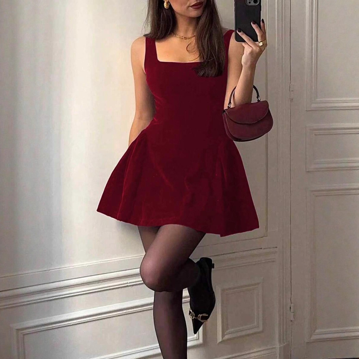 Elegant Date Dress Velvet Strapless Dress