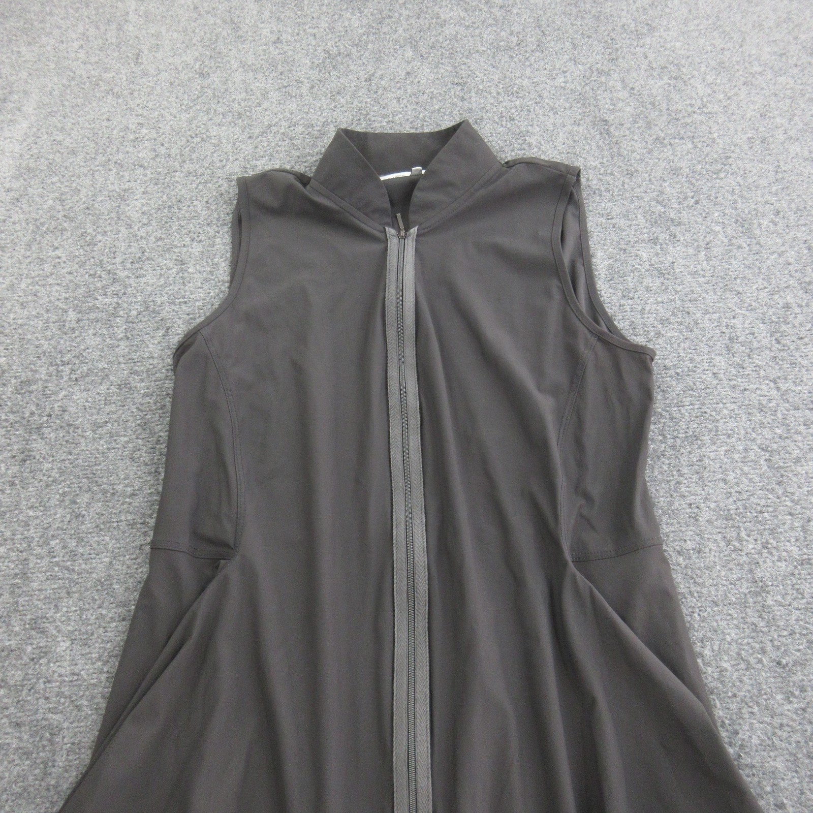 Sun Light Dress Womens 2 Gray Sleeveless Zip Front Long Swing Trapeze High Neck