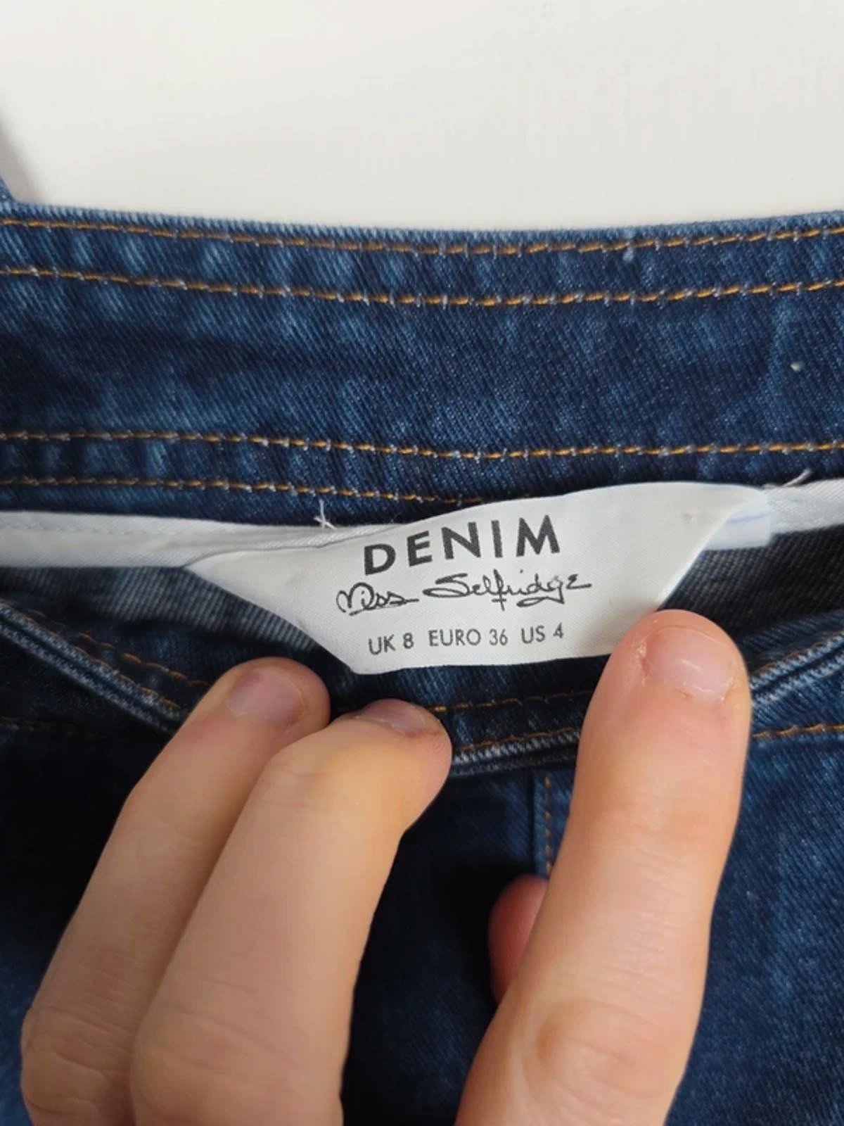 Miss Selfridge Denim Mini Dress Size 8 | Pinafore Dungaree Dress | Blue