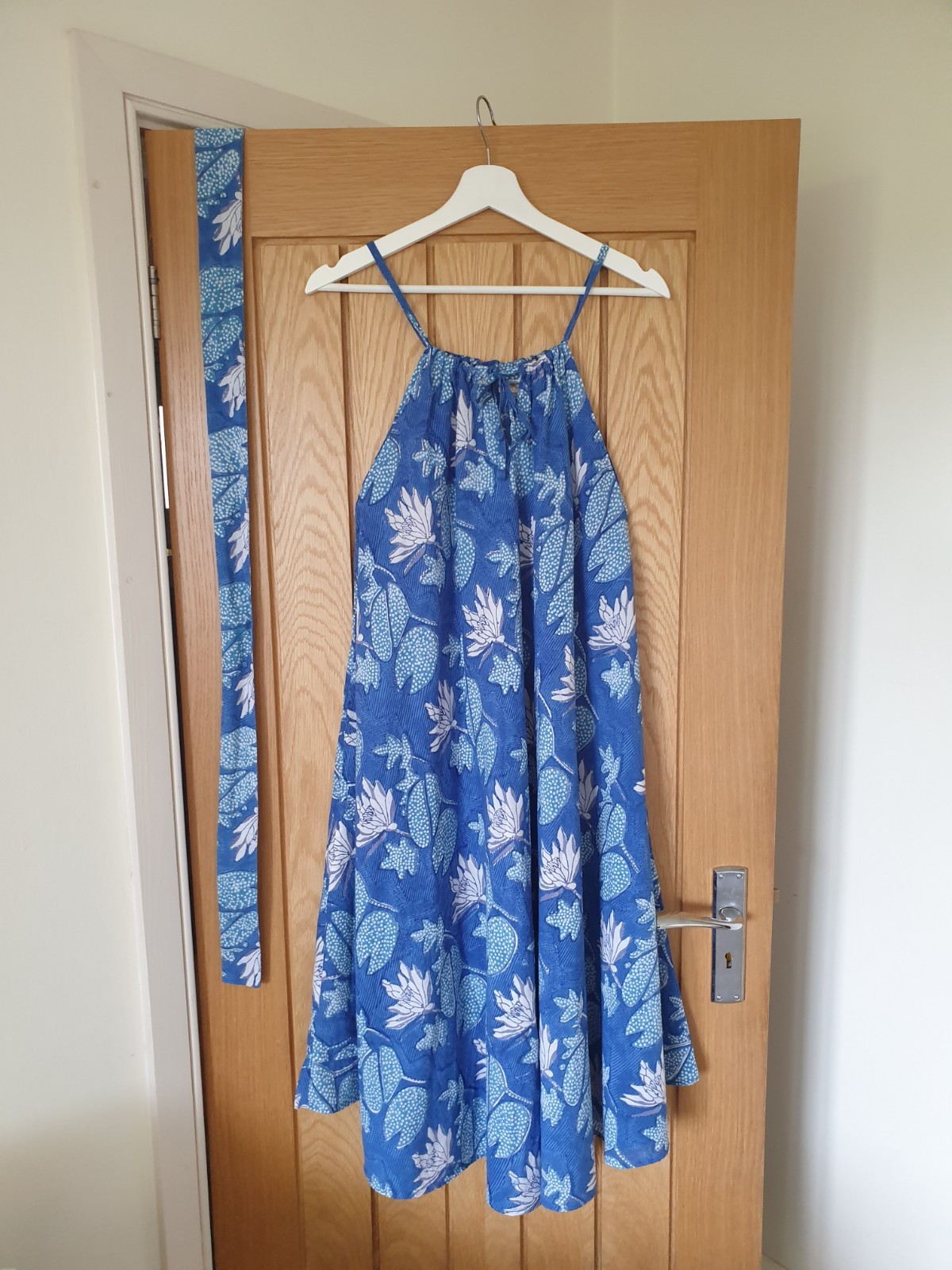 indigo Block Print Indian Anokhi Floral Cotton hippy boho tank Dress S M l XL