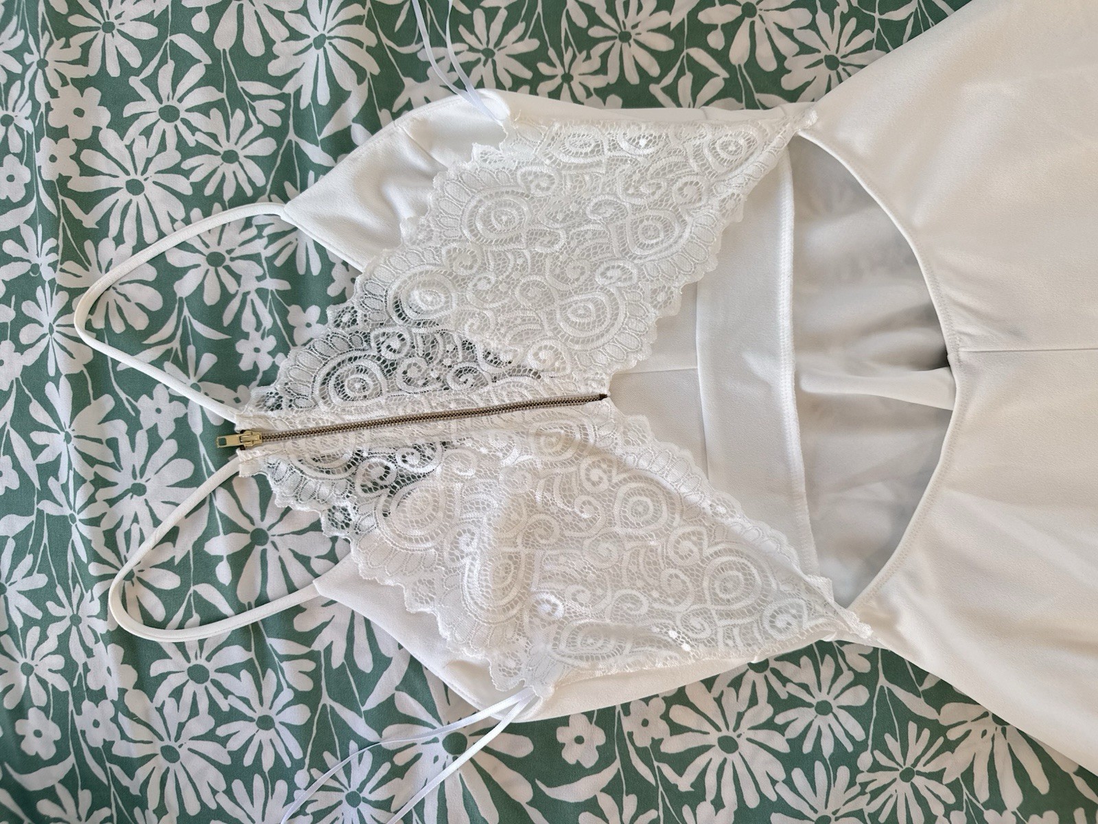 Charlotte Russe White Satin High Low Dress Lace Back Bridal Prom Size M