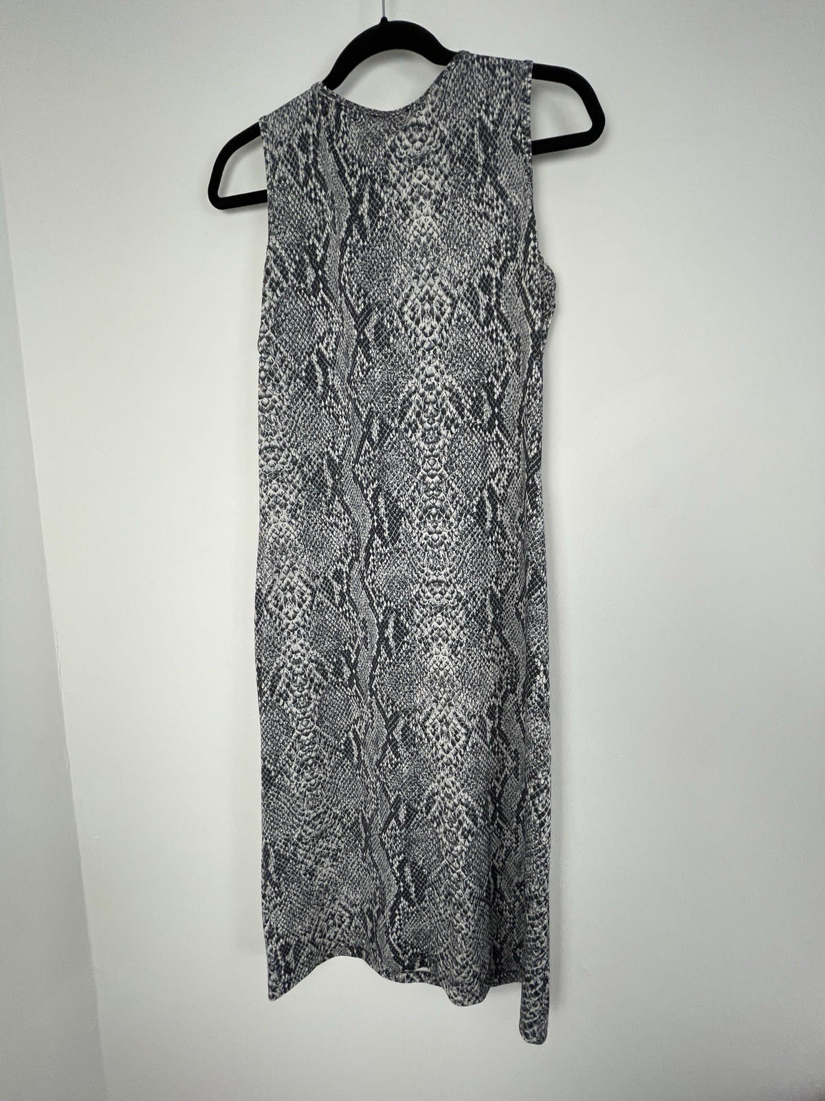 Zuarée Paris L Grey White Snake Print Sheath Dress Knee-Length Polyester Spandex