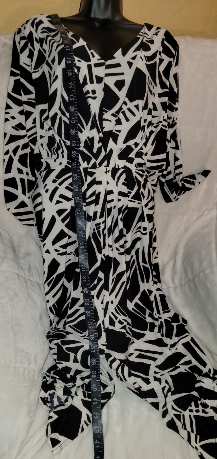 Anne Klien Black And White Print Long Classy Dress Size XL