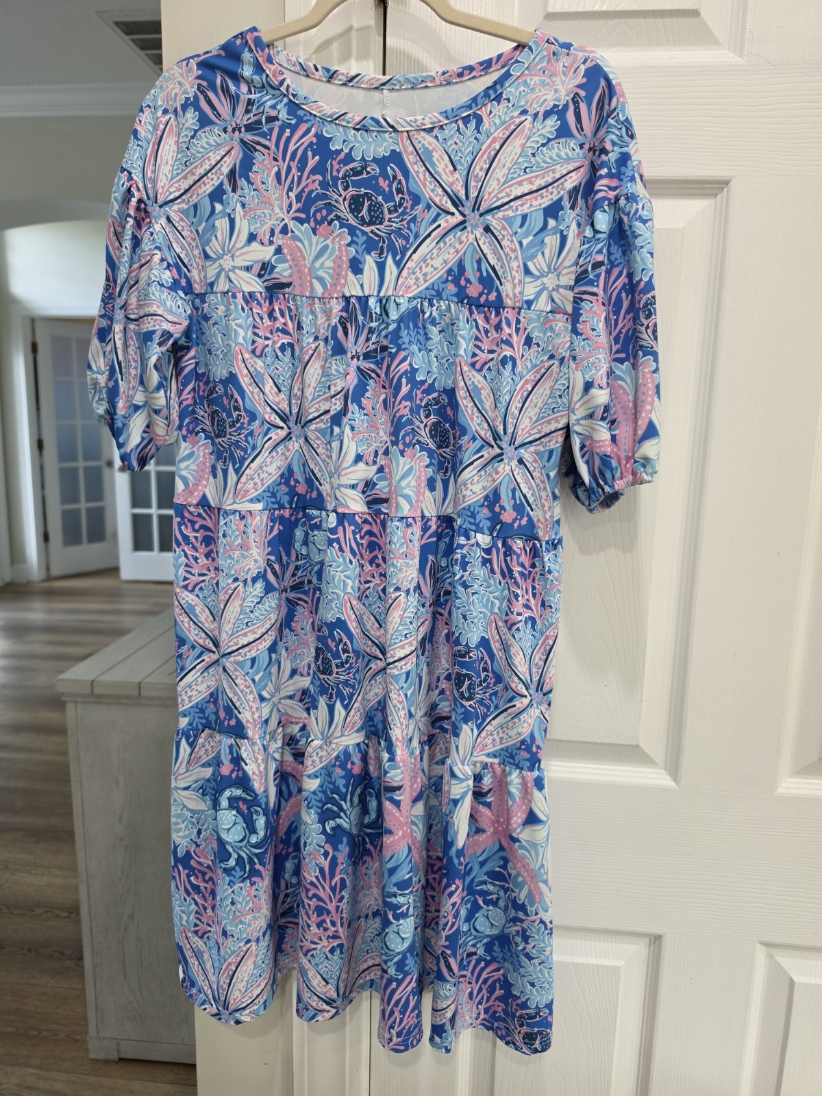 New w/Tags Simply Southern Womens Blue/Pink/White UPF 50+ Sunblock Dress Small