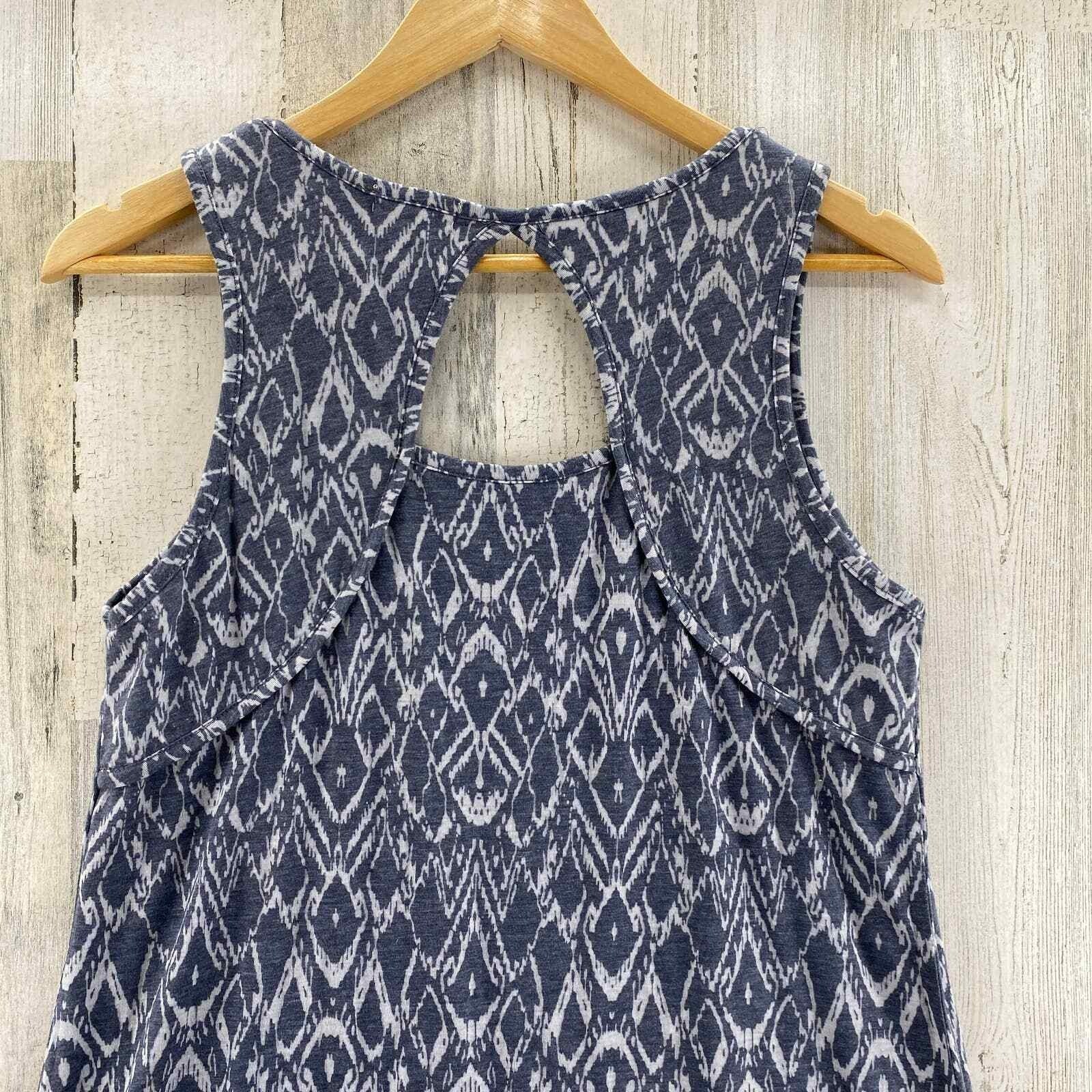 Mod-o-doc Dress Womens Medium Gray Polyester Cotton Blend Aztec Print Layered