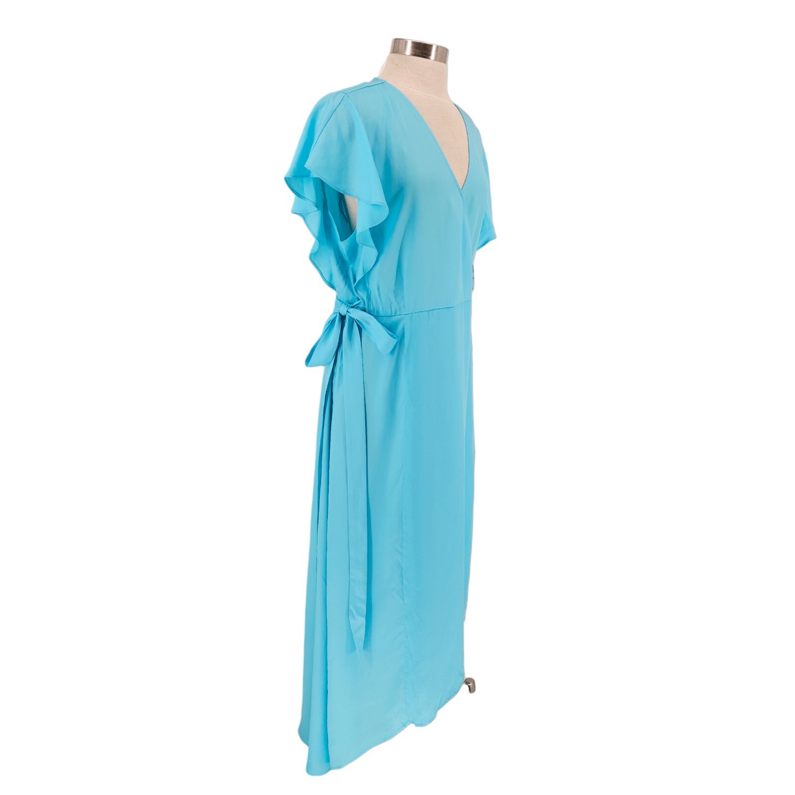 Charter Club HiLo Midi Wrap Dress Pool Blue Short Sleeve V Neck NWT Womens 2XL