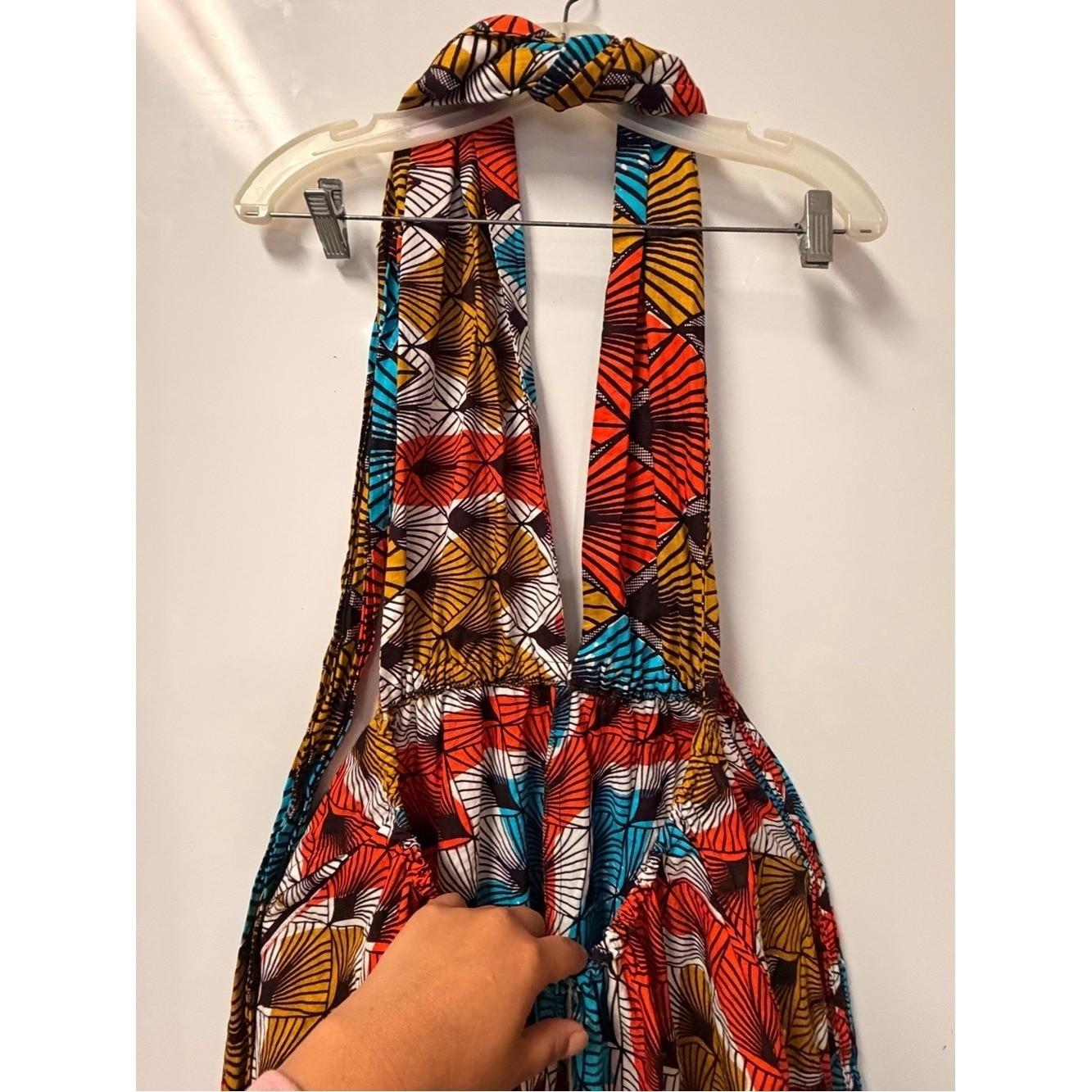 Afrodesiac wold Wide Tropical Halter Maxi Dress Multiple Wear Elastic Band Waist