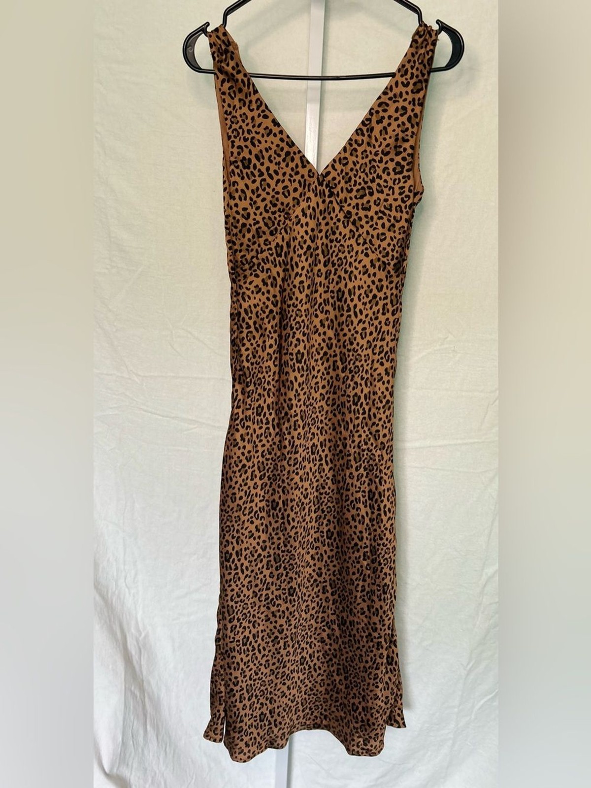 American Eagle Leopard Print Satin Midi Slip Dress 90s Y2K Grunge Boho