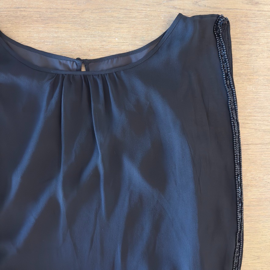 AIDAN MATTOX 100% SILK Chiffon Floral Lace Blouson Cocktail Mini Dress-Black-6