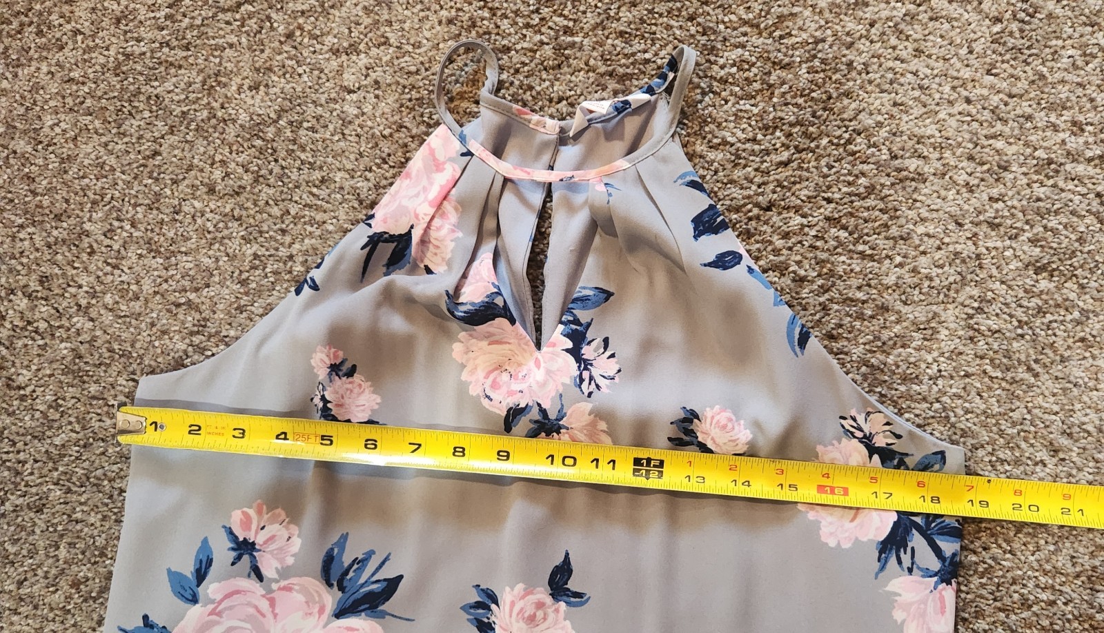 Candies Womens M Pull On Slip Dress Blue Floral A Line Halter Keyhole