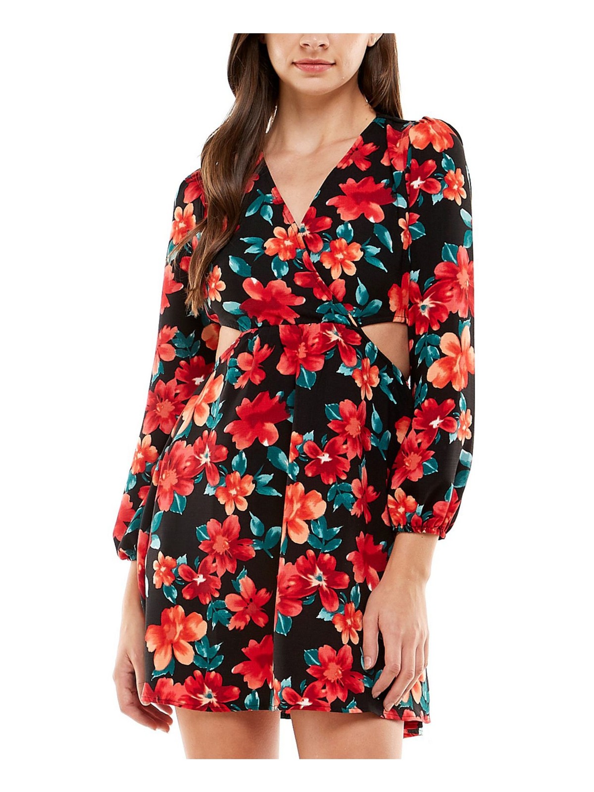 CITY STUDIO Womens Blouson Sleeve Mini Party Fit + Flare Dress