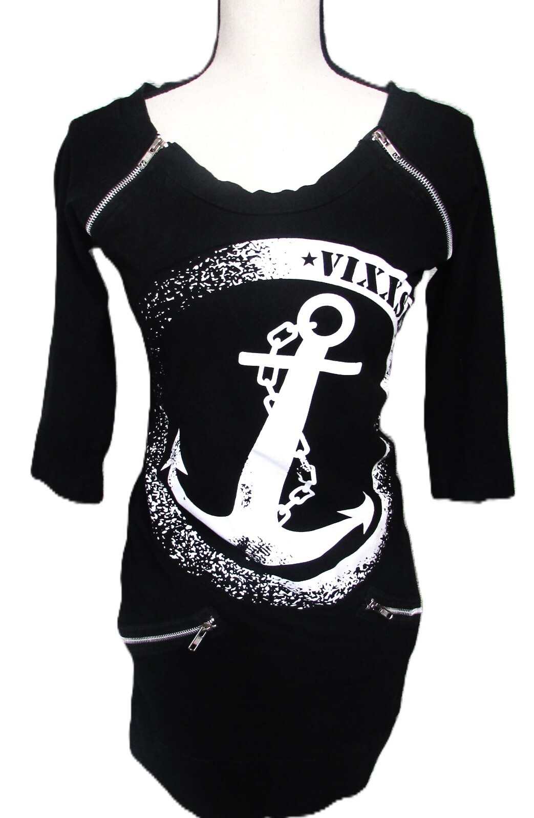 Vixxsin Black Dress S Anchor Zippers Gothabilly Rockabilly Nautical Punk Indie