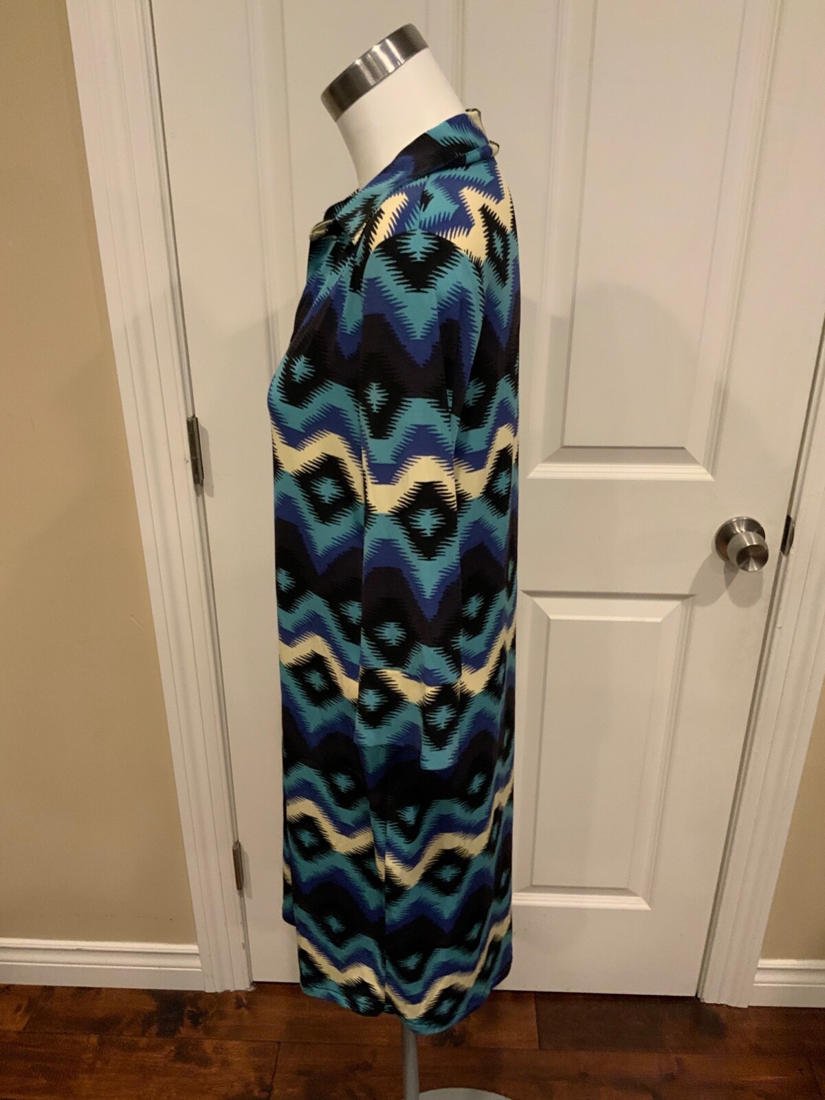Rachel Roy Multi Blue Patterned “Desert Bloom Lapis Comb” Dress, Size XL, NWT!