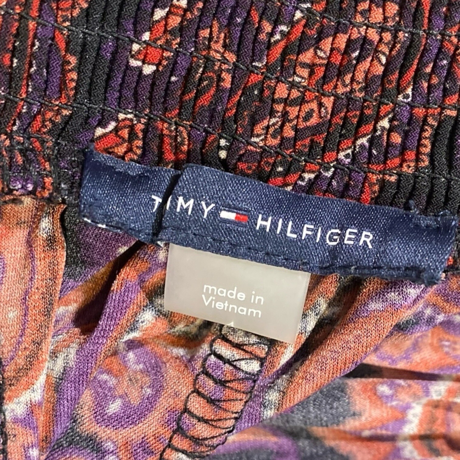 Tommy Hilfiger Paisley Smocked Mock Neck Dress Size 4 Elegant Summer Chic $129