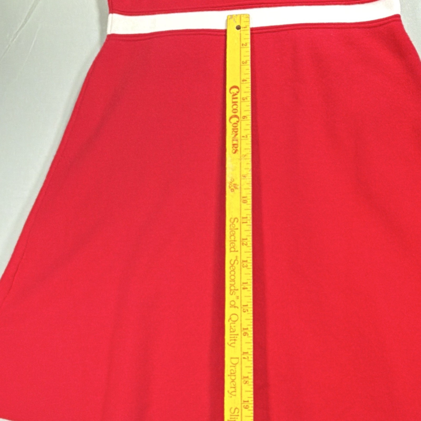 MEROKEETY Red/White Sleeveless Knit A-Line, gold buttons, 60’s mod inspired.