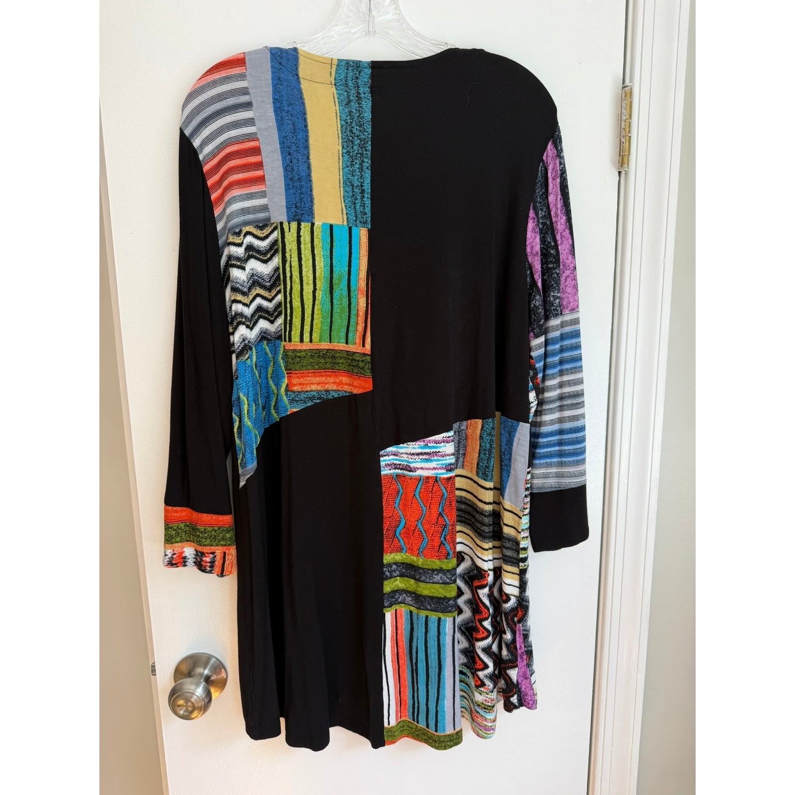 Parsley & Sage Womens XL Patchwork Tunic Dress Multicolor Knit 3/4 Sleeve Boho