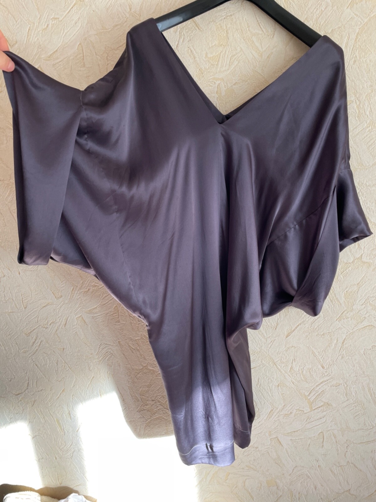 Maje Balmoral 100% Silk Kimono Sleeved V-neck front & back Dress Made In Tunisia