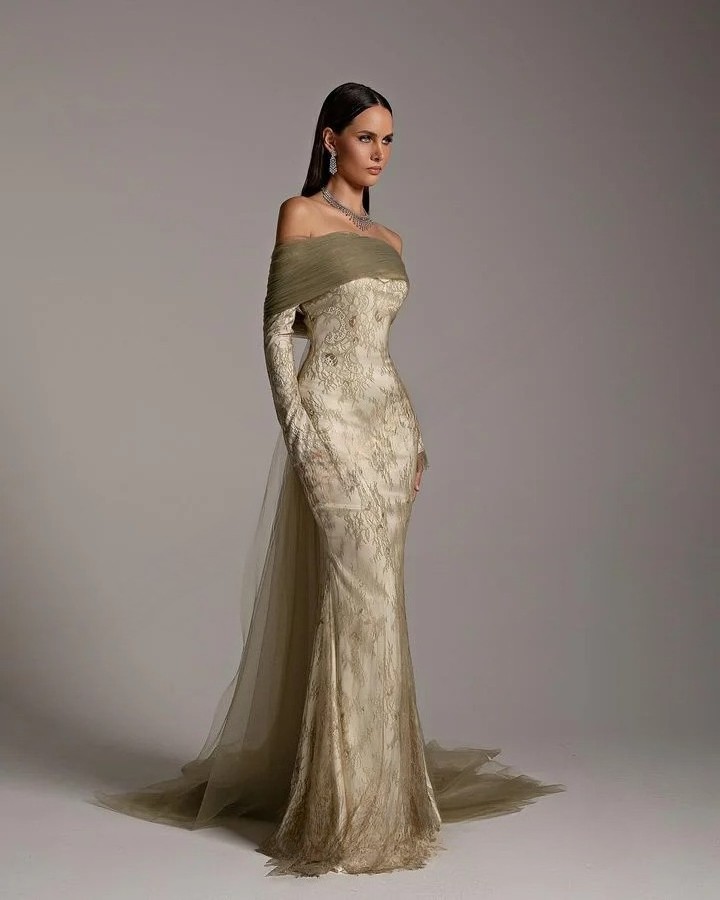 Off Shoulder Mermaid Misunderstood The Strapless Long Sleeved Dubai Evening Gown