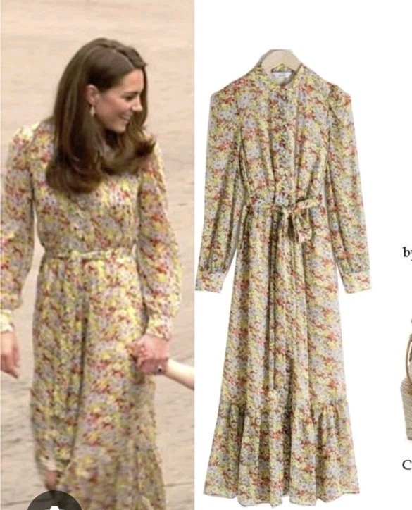 & OTHER STORIES Ruffle Midi Dress UK 6 US 2 Floral Belt ASO Kate Middleton New